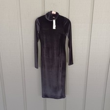 Alice And Olivia Delora Velvet Midi Dress Size 6 Women Black Tassel Back Goth