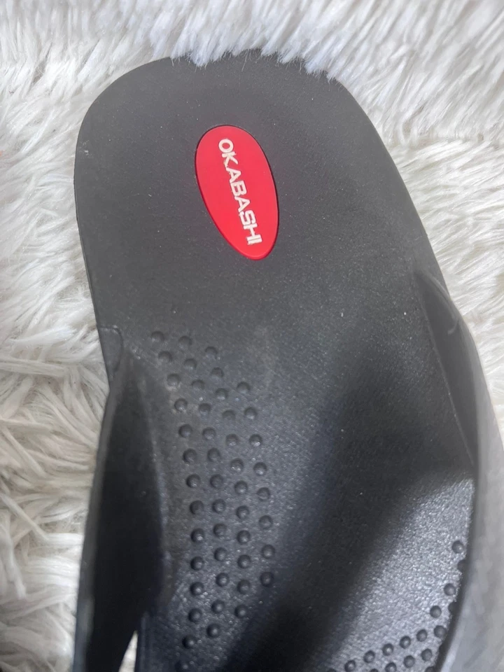 Chinelos Tanga Okabashi Marina Feminino Tamanho XXL Borracha Preto Verão Fabricado nos EUA - Imagem 4 de 4