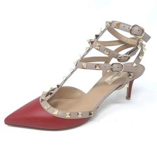 VALENTINO GARAVANI Red Rockstud Ankle Strap Pumps Size:40 NW2S0375 R19 New