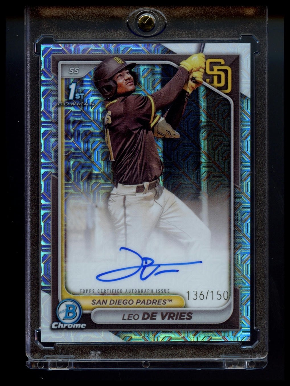 2024 Bowman Chrome Prospect 1st Auto HTA Choice Refractor Leo De Vries /150