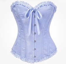 SZIVYSHI Women Corset Bustier Lace Up Waist Cincher Adjustable Sky Blue