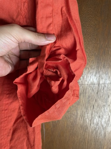 Talbots Women's Size M Pure Irish Linen Shirt Orange/Red Top Button Up - Picture 8 of 9
