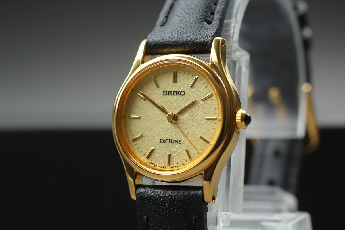 Vintage 1998 Seiko Exceline 2J41-0040 Gold HAQ Quartz Womens Watch
