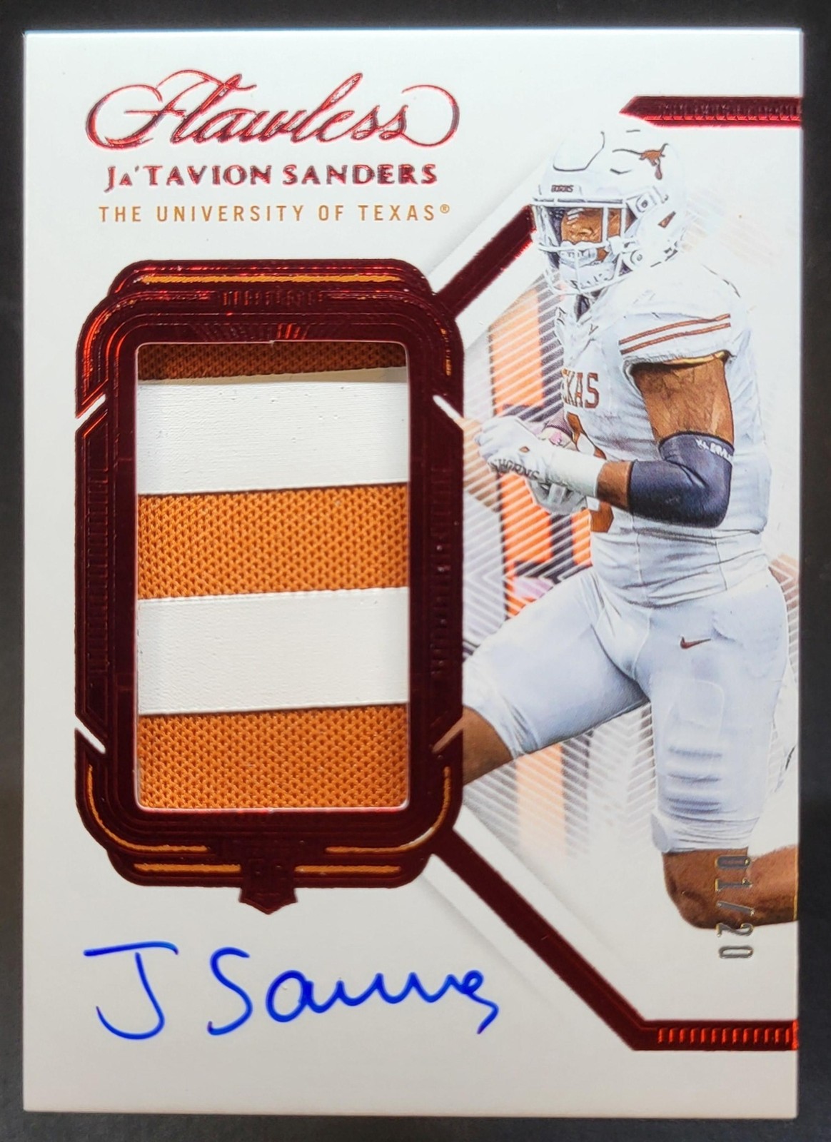 Ja'Tavion Sanders Panini National Treasures Collegiate Flawless Rookie Patch Autographs #144 Vertical-Ruby