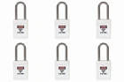 NEW Brady 6-Pack White Safety Lockout PadLock 1.5" Shackle Y1524583 $179.52