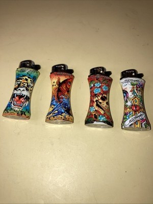 Ed Hardy lighters lot of 4 refillable y2k Mini Curve