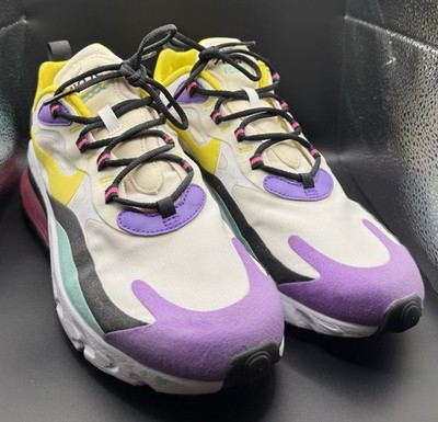Nike Air Max 270 React White Yellow Purple Teal Pink Mens Size 8 No Box Worn 2x