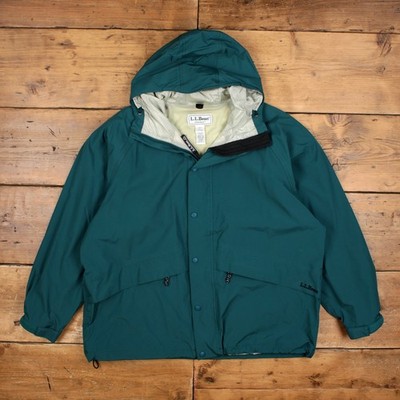 Vintage L.L. Bean Stowaway Jacke XL Herren 90er grün Nylon Kapuze Full Zip Mantel