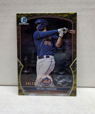 KEVIN PARADA 2022 Bowman Draft Chrome YELLOW LUNAR REFRACTOR ~ Mets #'d /75