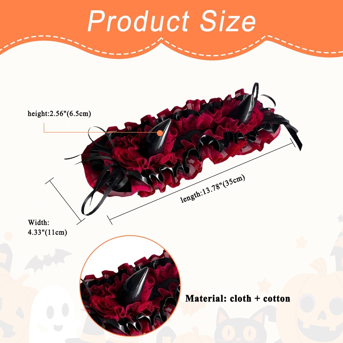 Gothic Lolita Devil Horns Headband Lace Furry Costume Accessory Halloween Womens Halloween Gothic Lolita Lace Devil Horn Headband  main image 4
