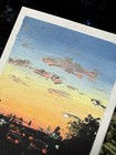 ACEO Original Oil Pastel Art Painting Sunset Sky Landscape Cars Traffic 2.5x3.5 — photo 4