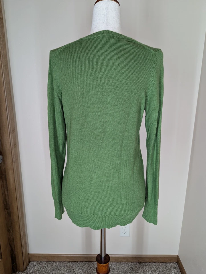 Gap Luxe Angora Women's Green V-Neck Pullover Sweater Size Medium - Image 3 of 4