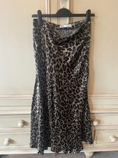 Zara Satin Ecru/Black Animal Print Midi Skirt  EUR M (UK 10-12) VGC