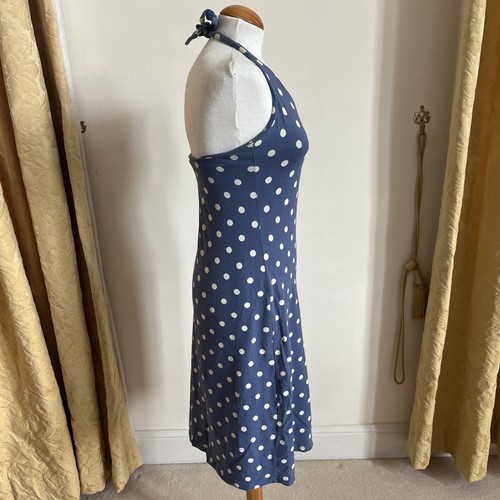 Boden Women’s Blue White Polka Dot Halter Neck Knee Length Summer Dress Size 10 - Picture 8 of 10