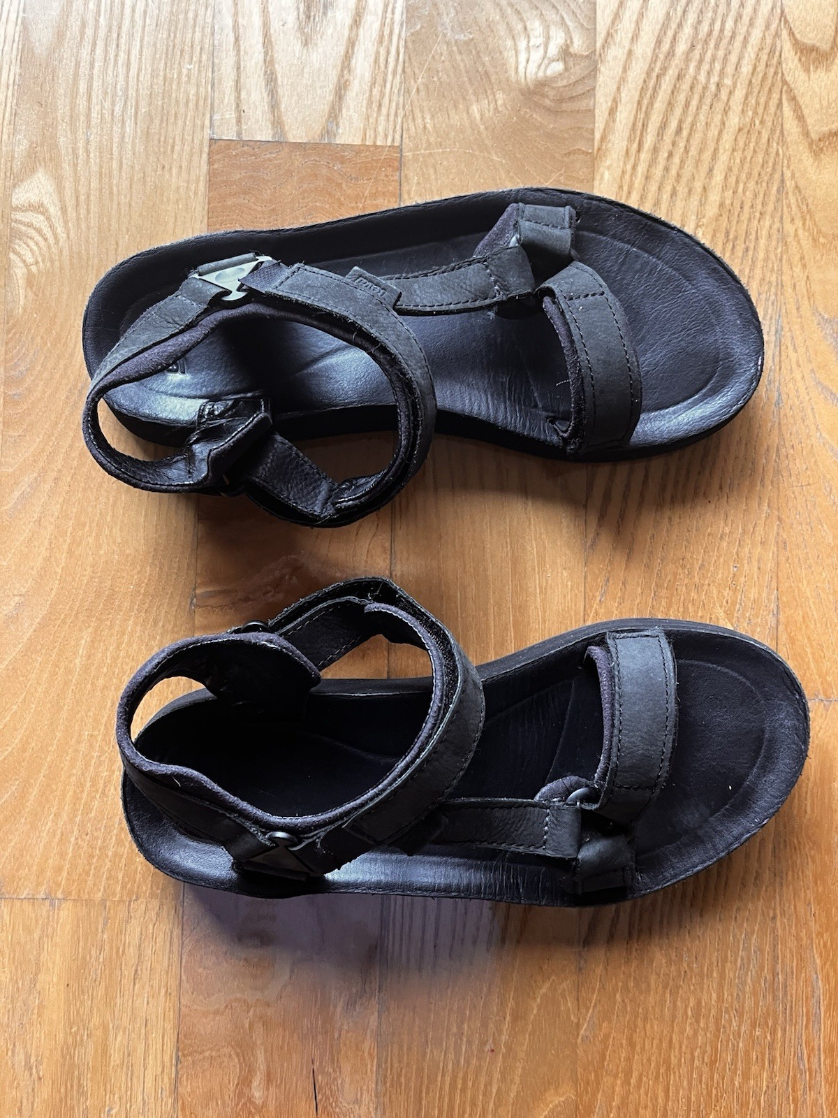 Teva Vintage Leather Sandals Adjustable Black Size EU 40 US 9 Men's
