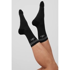 NWT Alo Yoga Unisex Throwback Sock Black Size M Athletic Crew Socks
