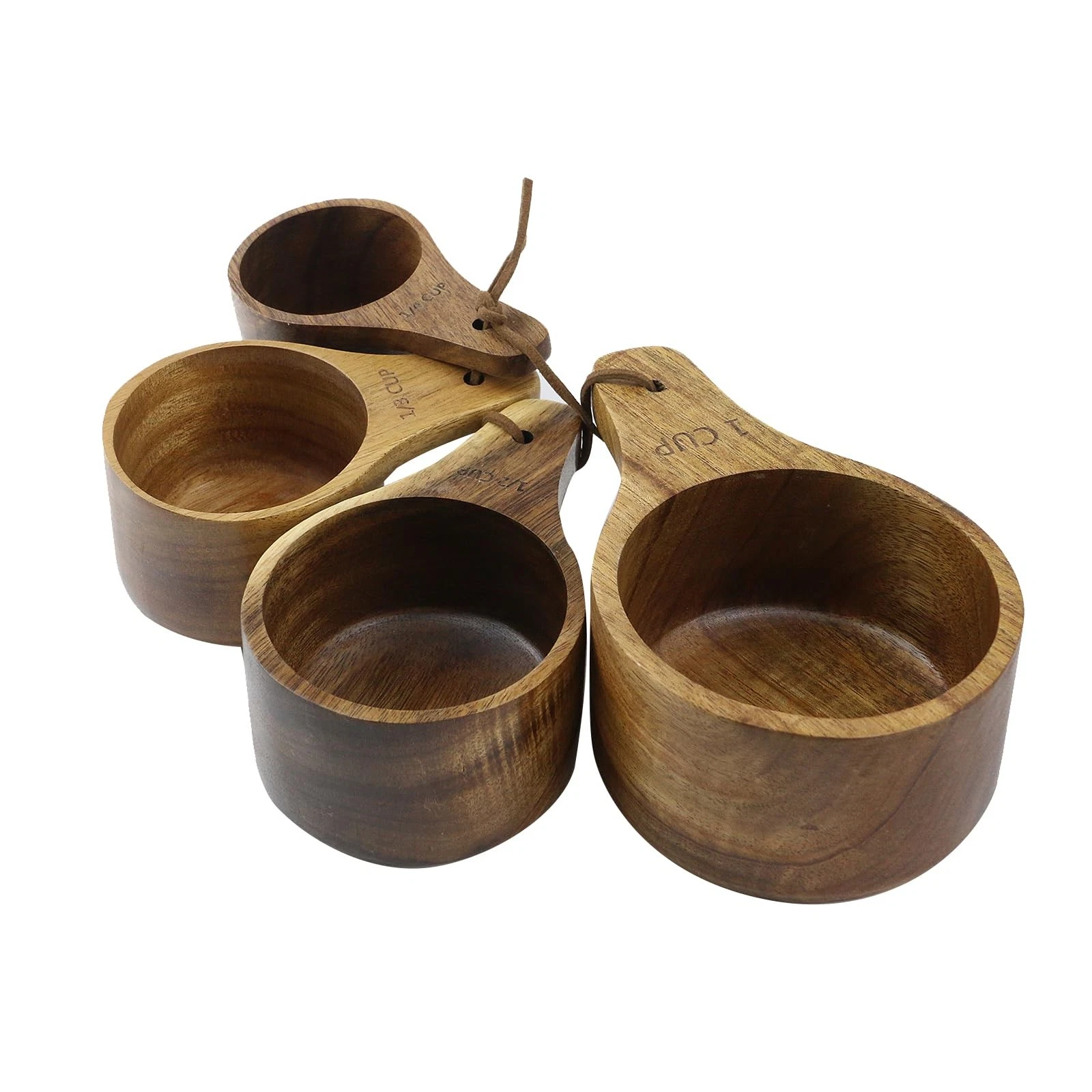 Mewutal 4PCS/Set Wooden Measuring Cup and Measuring Spoon Kit for Baking Cook...