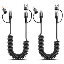 60W Coiled USB C Cable,iPhone Charger Cable for Car 2Pack 4FT MFi Certified ...