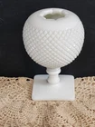 Vintage WESTMORELAND English Hobnail Ivy Rose Bowl White MILK GLASS Pedestal