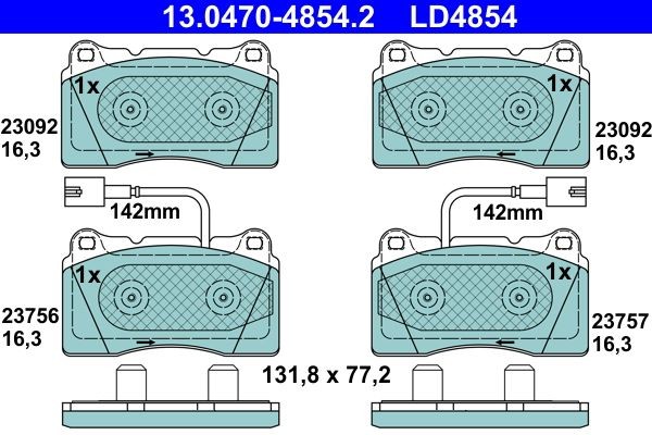 NEU - ATE 13.0470-4854.2 Bremsbelagsatz, Scheibenbremse FüR Alfa Romeo-image