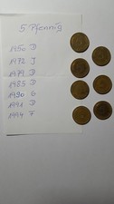 7 X 5 Pfennig 1950 -1972 -1979 -1985 -1990-1891-1994 Mint See Description
