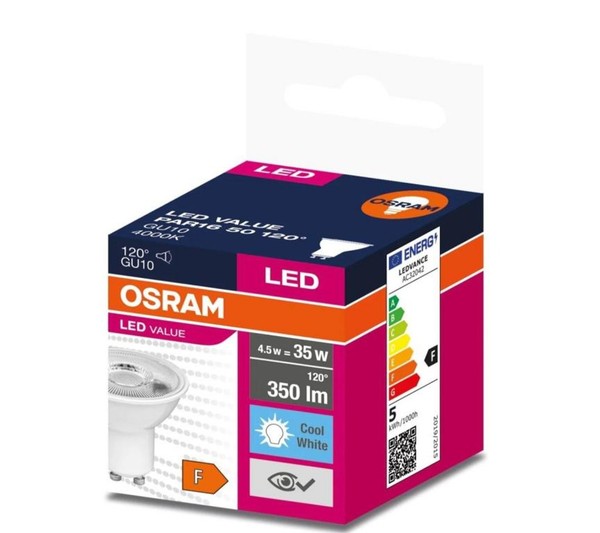 ŻAróWka Led Value PAR16 35 GU10 4,5W 350Lm 4000K 840 120St. 4058075198708-image