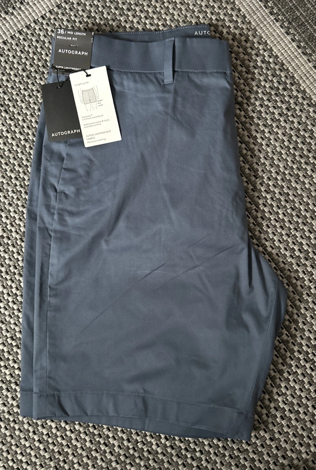 Marks & Spencer Mens AUTOGRAPH Chino Shorts Super Lightweight Airforce Blue 36