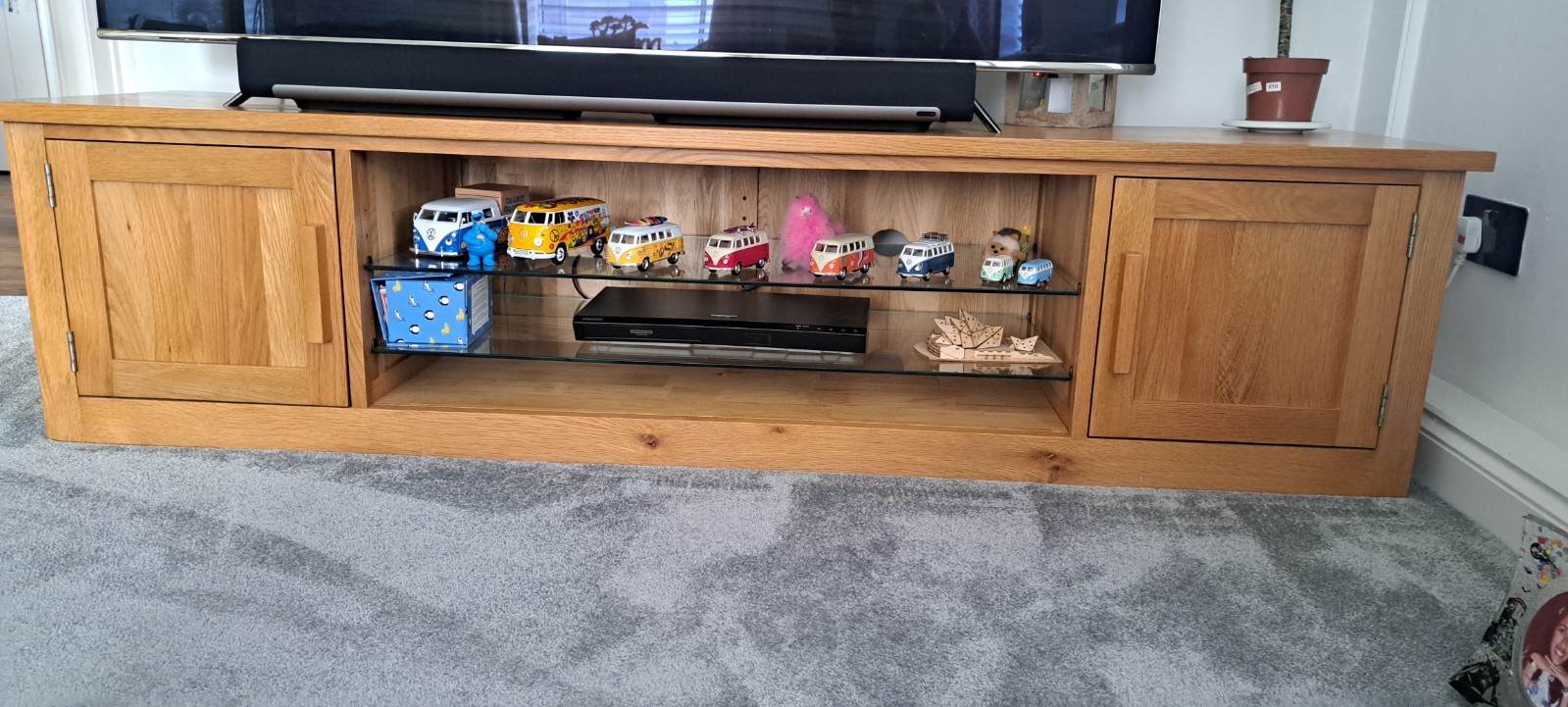 Oakland Solid Oak Large Tv Unit. Recently bought. REDUCED!!