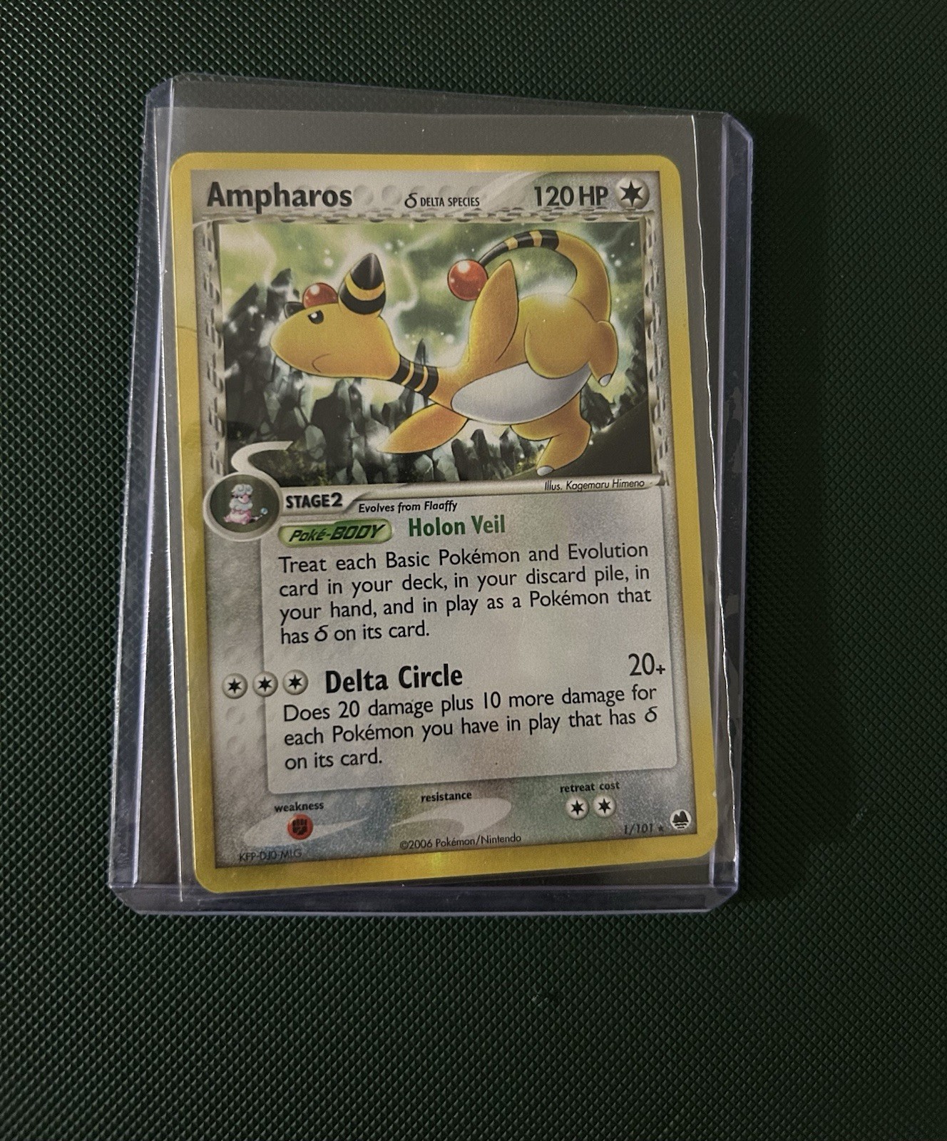 Ampharos (Delta Species) 1/101 Dragon Frontiers Holo NM/LP & Free Cranidos Card