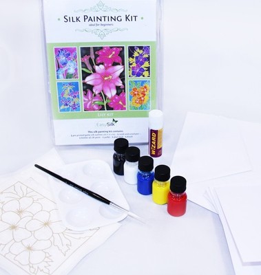 Silkcraft  Seidenmalerei: Kartenbastelset - Lilie - ergibt 5 schöne Karten