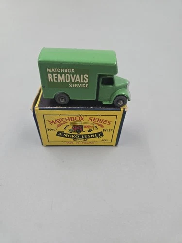 Vintage Matchbox Lesney #17 Bedford Removal Van Green With Metal Wheels In...