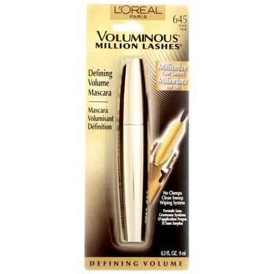 L'Oreal Paris Voluminous Million Lashes Washable Mascara, Black 645, 0.3 fl oz