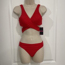 Shekini 2Pc Bikini Set S Red Padded Bandage Tie