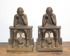 Y for Yale? Mid‑Century Cast Iron Bookends Scholar & Bulldog Pair Marked Vintage