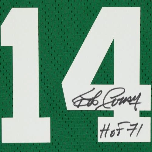 Camiseta deportiva Mitchell & Ness Swingman verde firmada por Bob Cousy Celtics con "HOF 71" Insc Foto 4 de 4