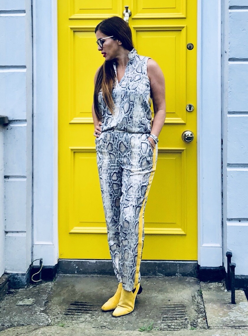 ZARA SNAKESKIN TROUSERS W YELLOW STRIPE RRP £29.99 BNWT SIZE S image 2