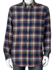Men's Flannel Shirt Croft & Barrow Classic-Fit Button-Down Soft Casual NWT