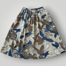 Alfred Dunner Women's 12 Brown Blue Floral Print Pleated Elastic Knee Skirt