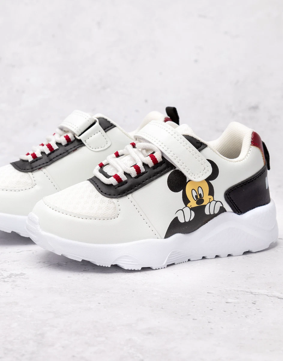 Disney Mickey Mouse Trainers Kids Classic White Sports Sneakers 1 UK