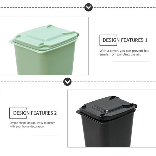 2 Pcs Desktop Abfall Bin Tischplatte Mülleimer Mülleimer Mit Räder - Bild 12 von 12