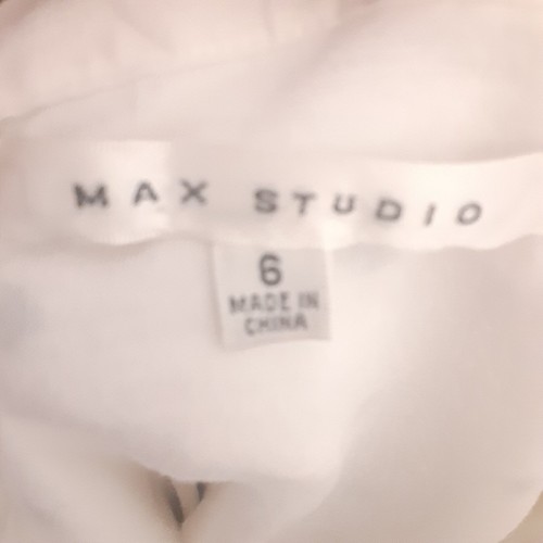 Max Studio sz 6 Blue & White Linen Embroidered Hem Stitched Lined Skirt - Picture 8 of 8