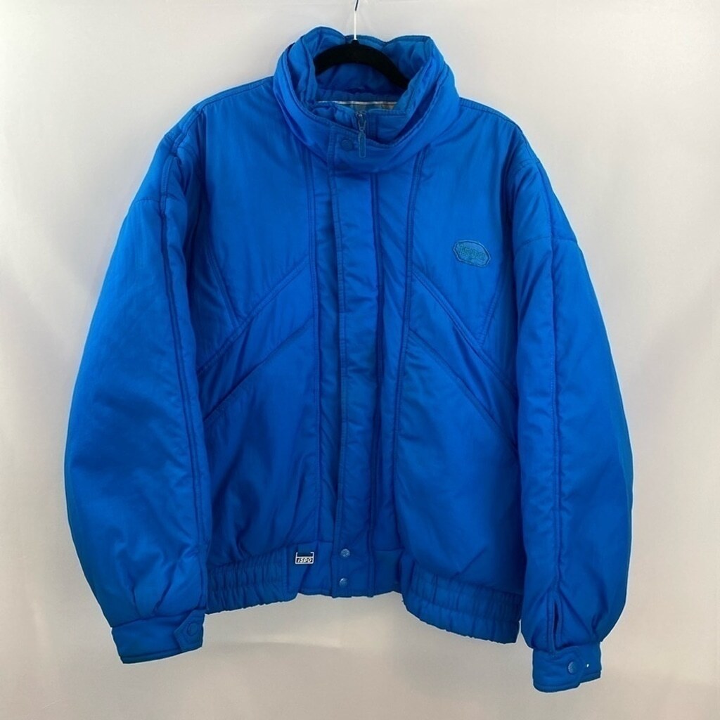 Vintage 1980s Winter Ski Jacket in Vibrant Blue Retro Style for Men or Women