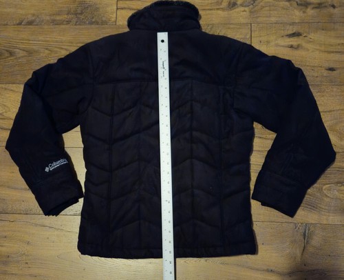 Columbia Sz S Women Black Faux Suede Puffer Quilted Jacket w Faux Fur collar - Picture 5 of 16