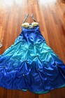 Women Siren Mermaid Costume Tail Dress Gown Crown Wig Sz L 12 14 Halloween OOAK — photo 3