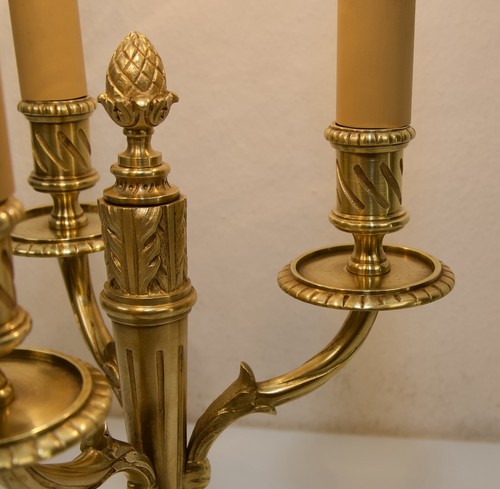 Lámparas de mesa luces 3fl. Latón Empire Alrededor de 1900 Monografiado Antiguo ÚNICO LED - Imagen 5 de 11