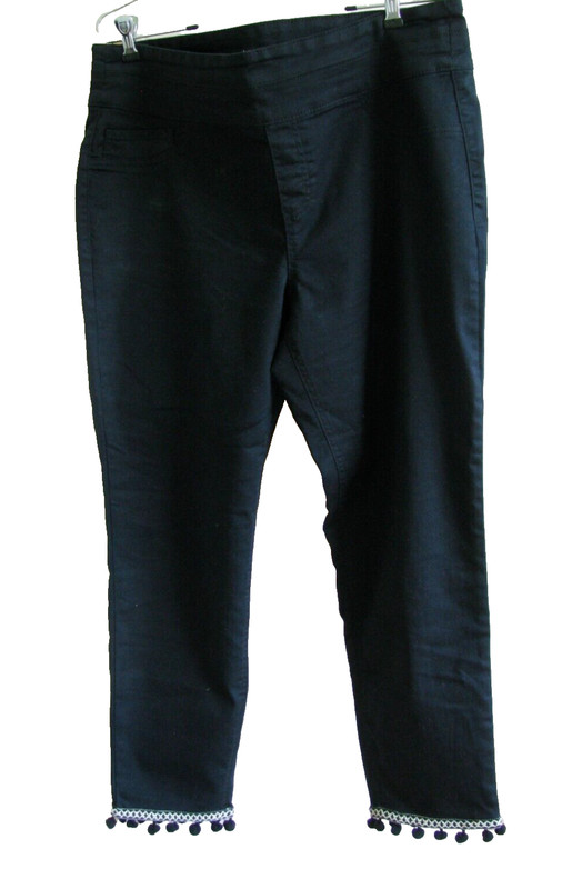 Womens Style & Co. black pull up pants ankle trim decoration 2 back pockets 14