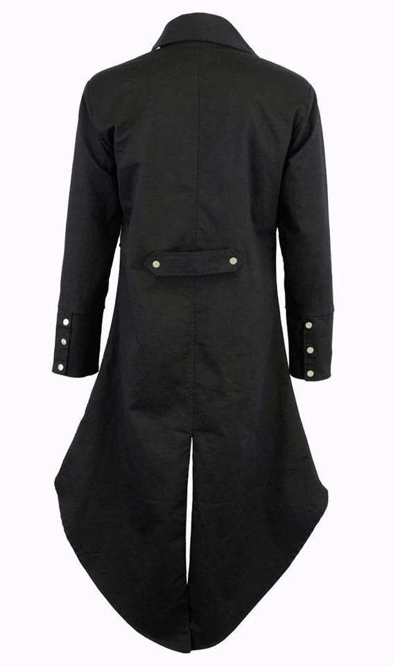 Abrigo/trinchera victoriana gótico chaqueta steampunk de sarga de algodón negro para mujer Foto 2 de 3