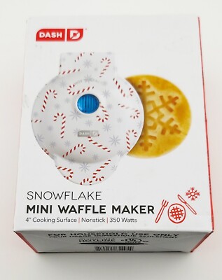 Mini Snowflake Waffle Maker Dash Christmas Holiday 4'' New In Box