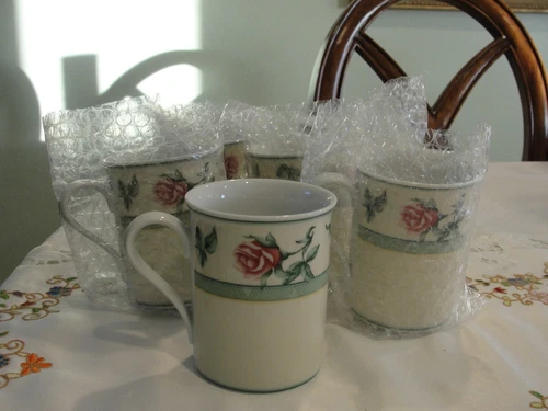 WEDGWOOD COTTAGE ROSE 6 MUGS 3 5/8"