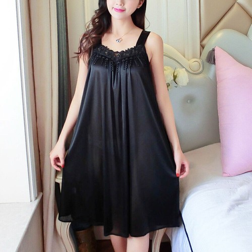 Women Sleeveless V Neck Nightdress Pajamas Nightshirt Summer Loose Sleepwear - Picture 6 of 22